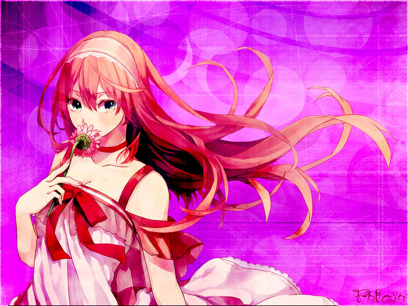 Anime Girl with Flower — Purple