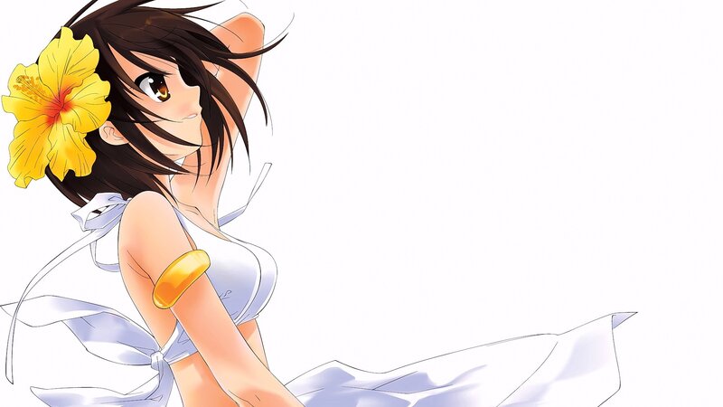 Anime Girl with Flower — White, Calm, Summer, Manga