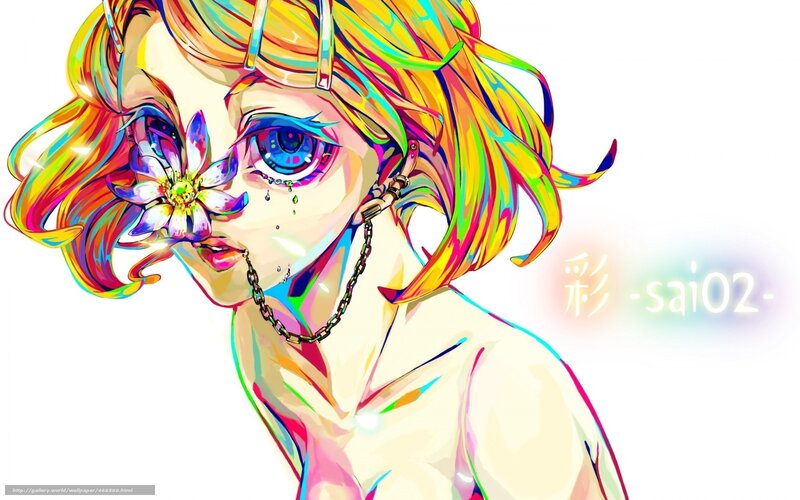 Anime Girl with Flower — Yellow, Dramatic, Digital Art