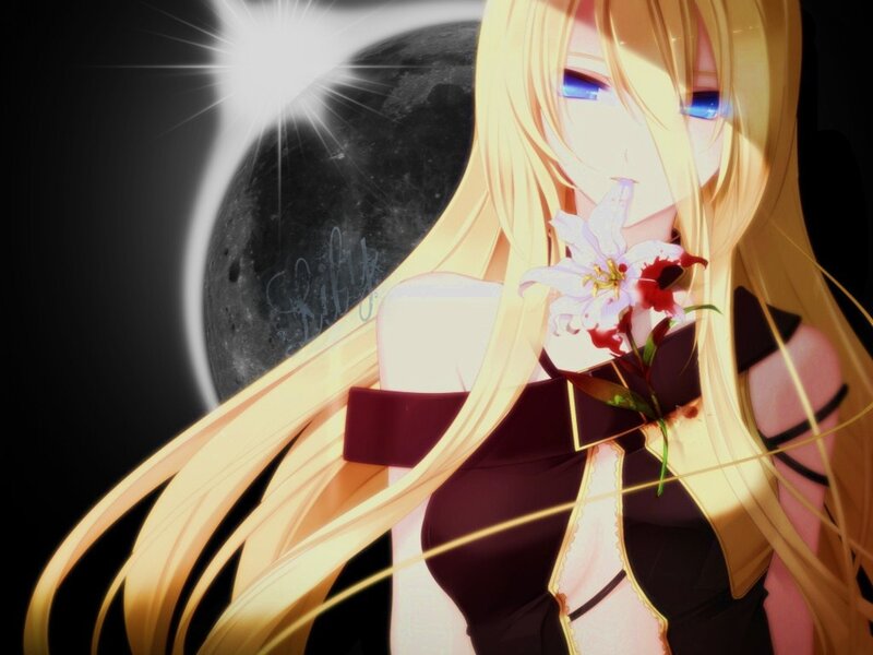 Anime Girl with Flower — Yellow