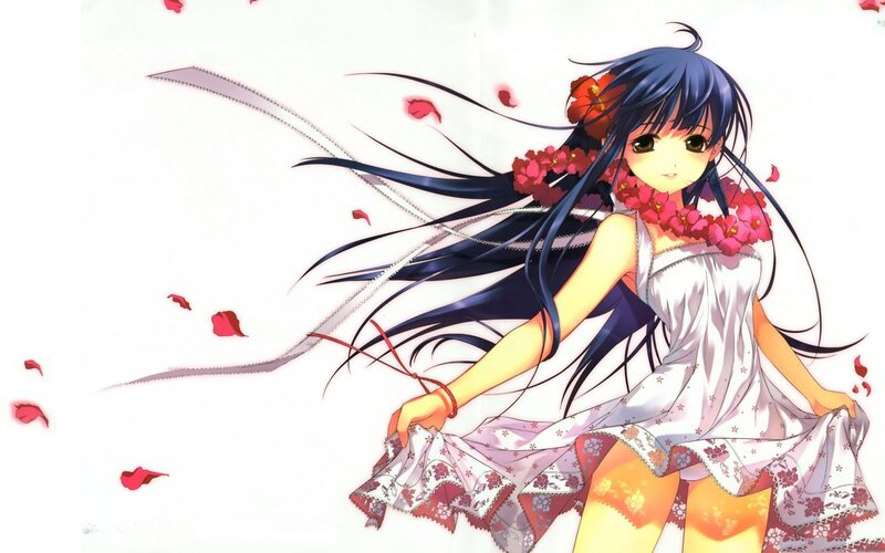 anime girl with flowers