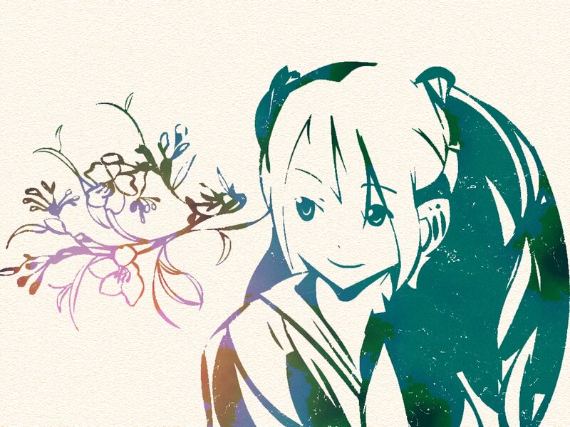 anime girl with flowers