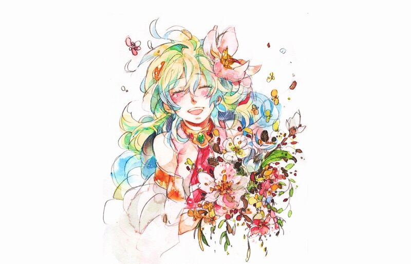 Anime girl with flowers