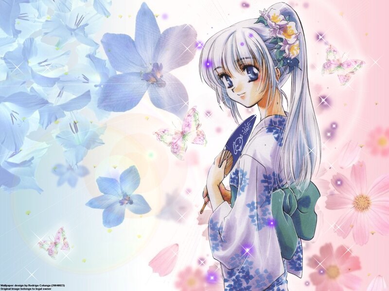Anime girl with flowers