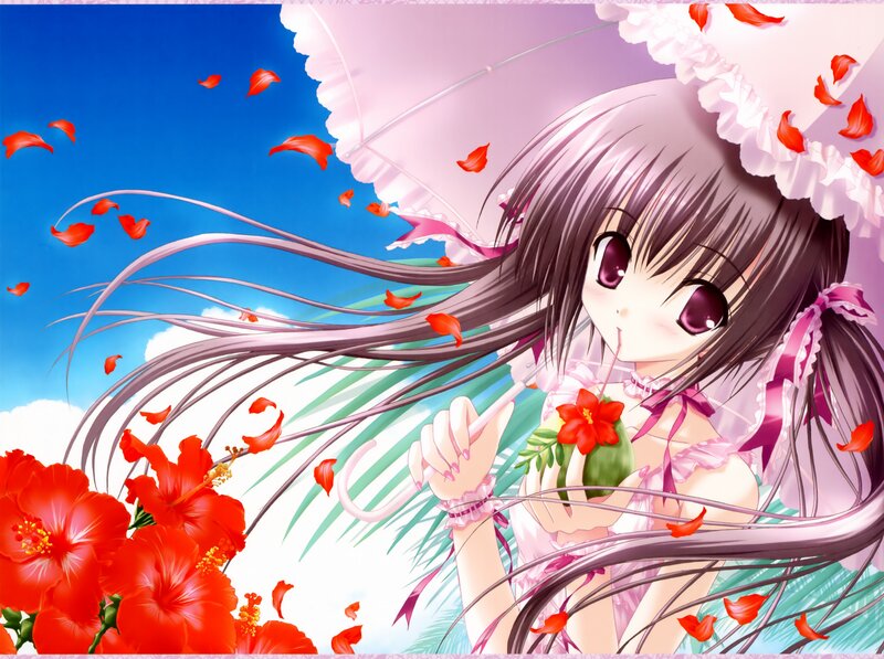Anime girl with flowers