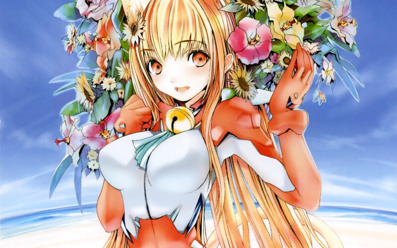 anime girl with flowers
