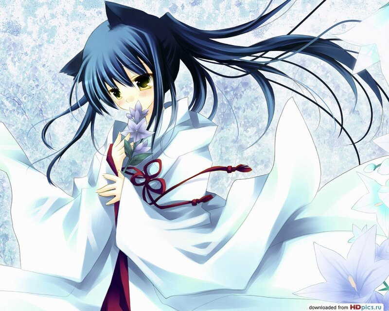 anime girl with flowers