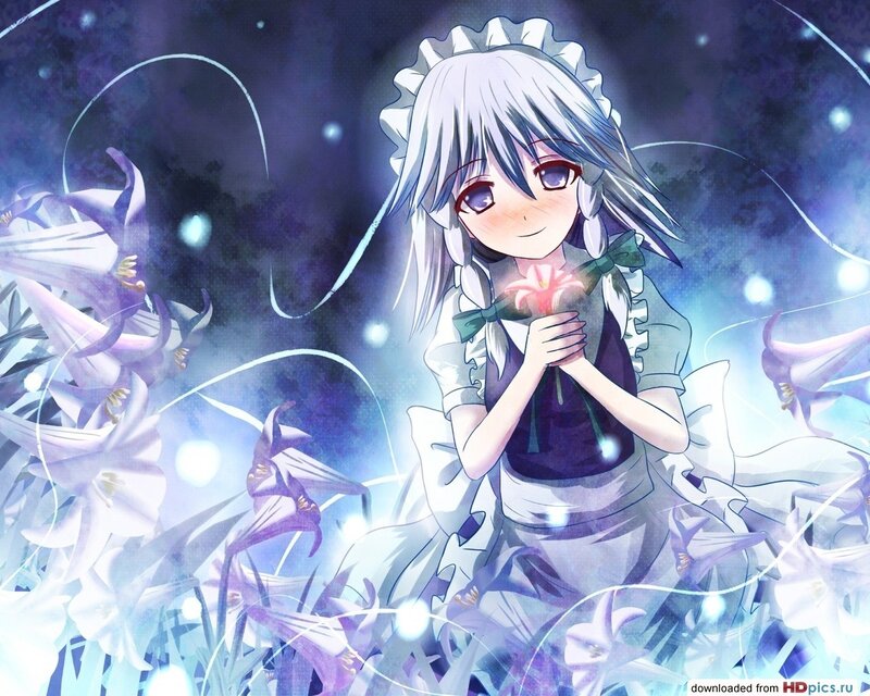 anime girl with flowers