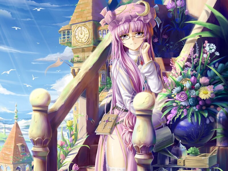 Anime girl with flowers