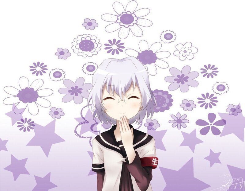 Anime girl with flowers