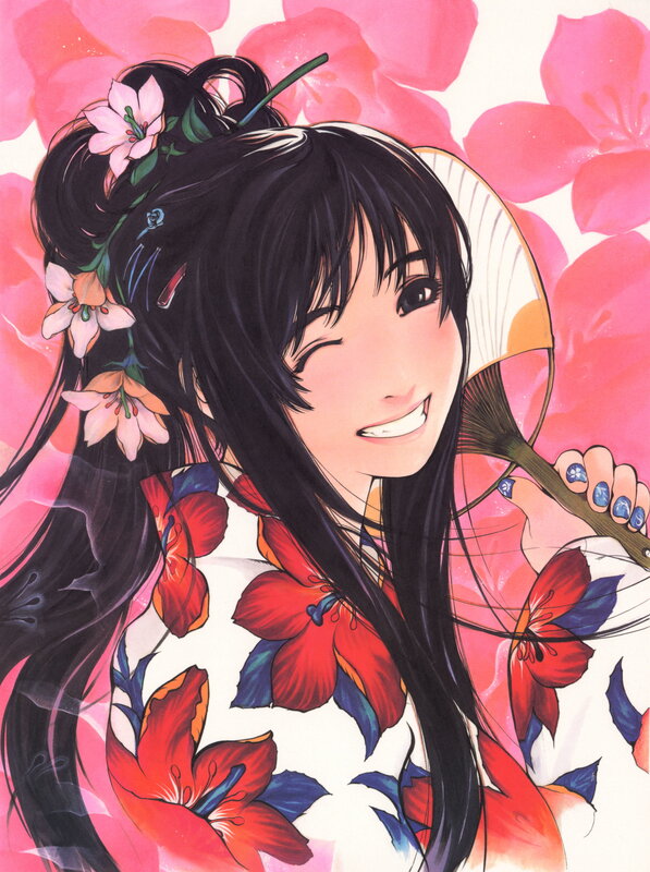 Anime girl with flowers
