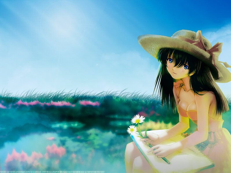 Anime girl with flowers