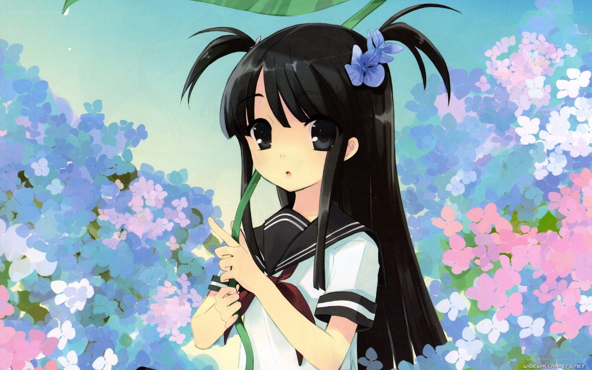 anime girl with flowers