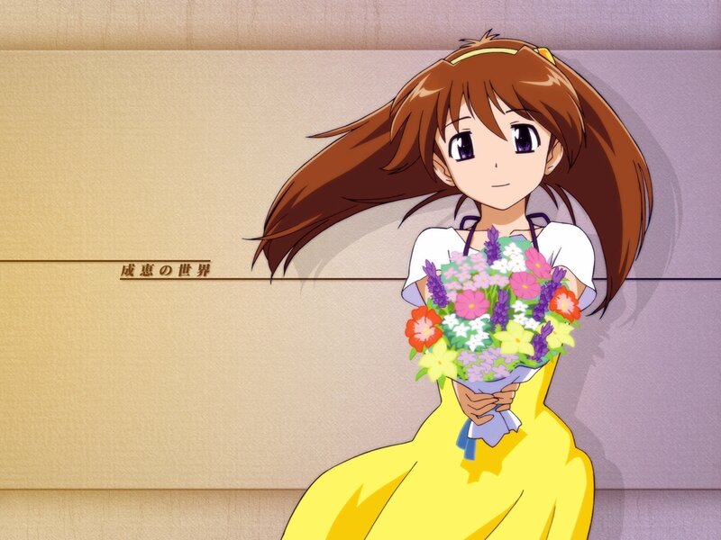 Anime girl with flowers