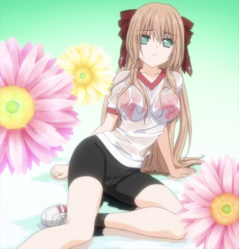 Anime girl with flowers