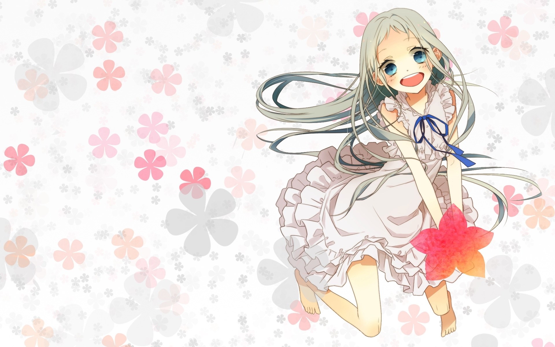 Anime girl with flowers