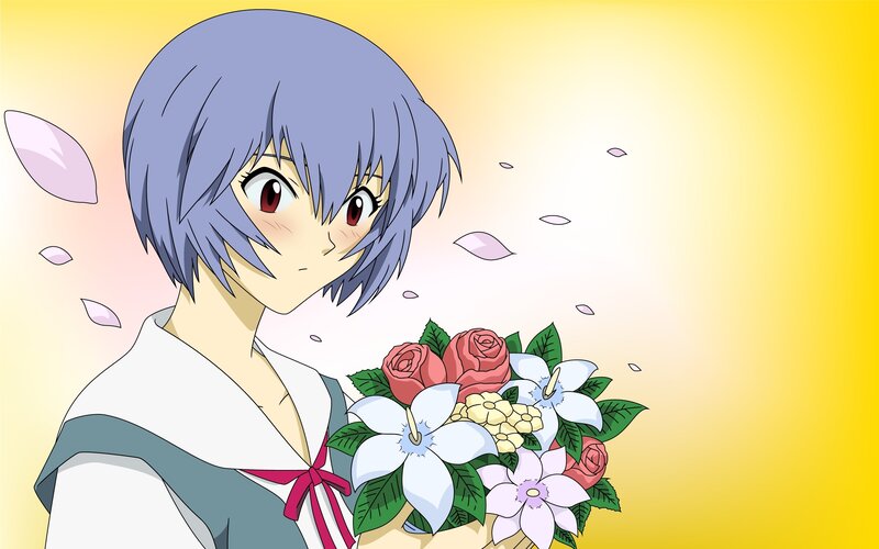 anime girl with flowers