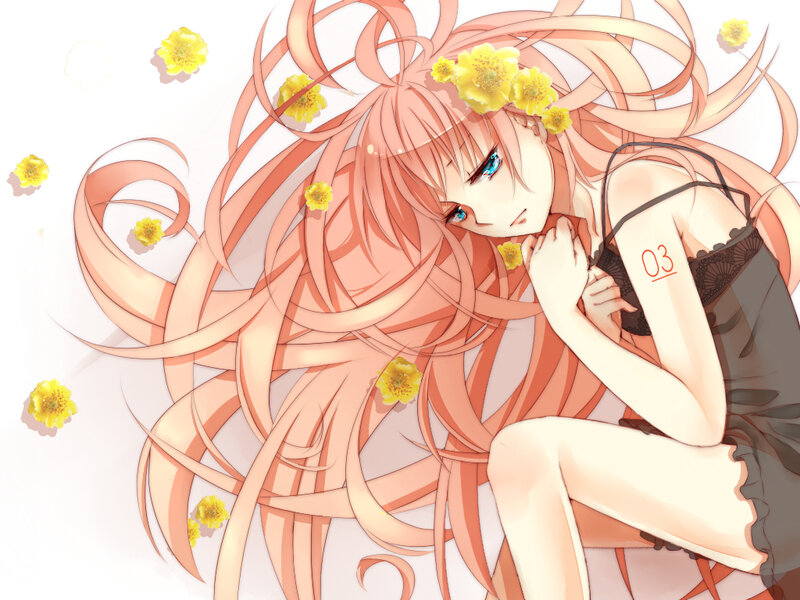 Anime girl with flowers