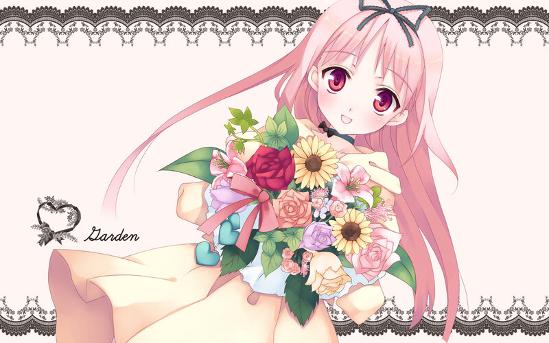 Anime girl with flowers