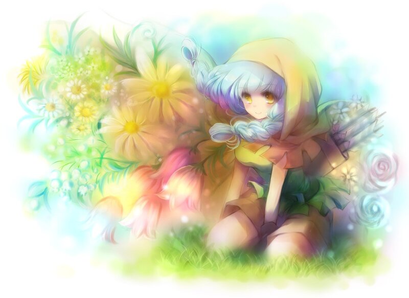 anime girl with flowers