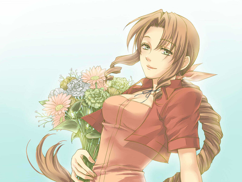 Anime girl with flowers