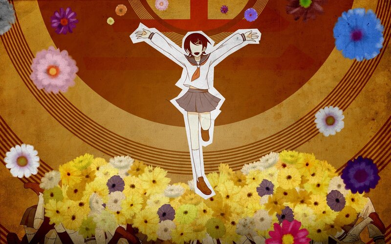 anime girl with flowers
