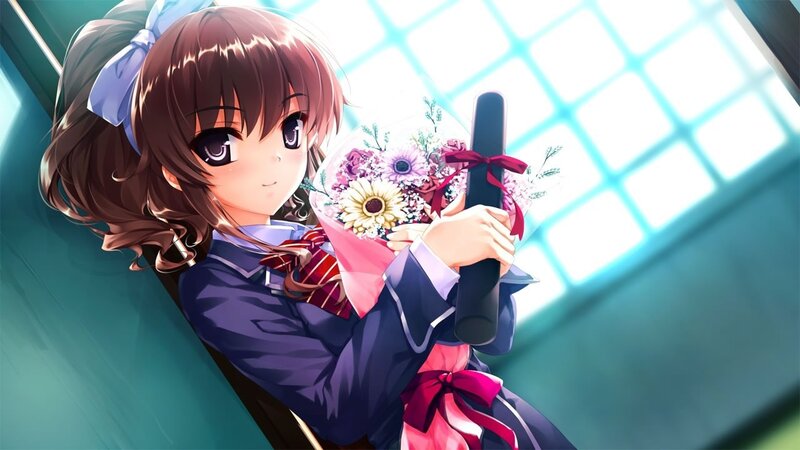 anime girl with flowers