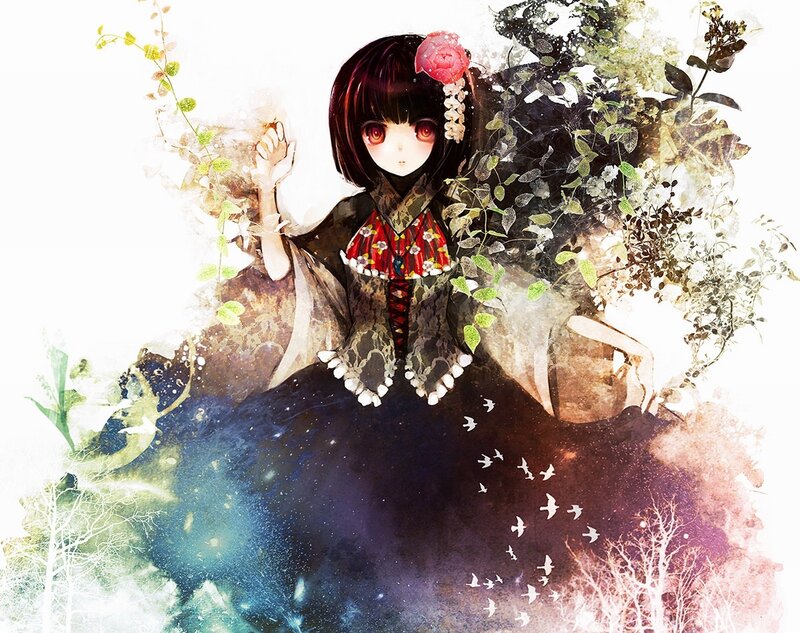 anime girl with flowers