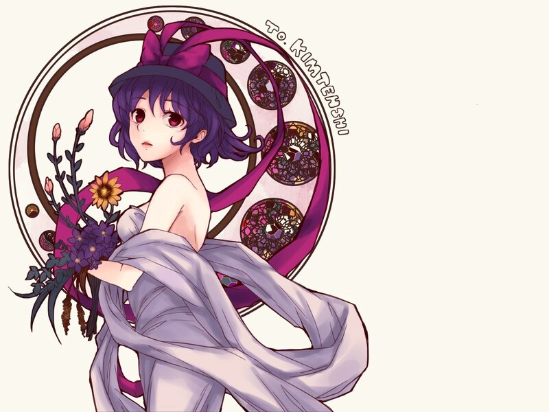 anime girl with flowers