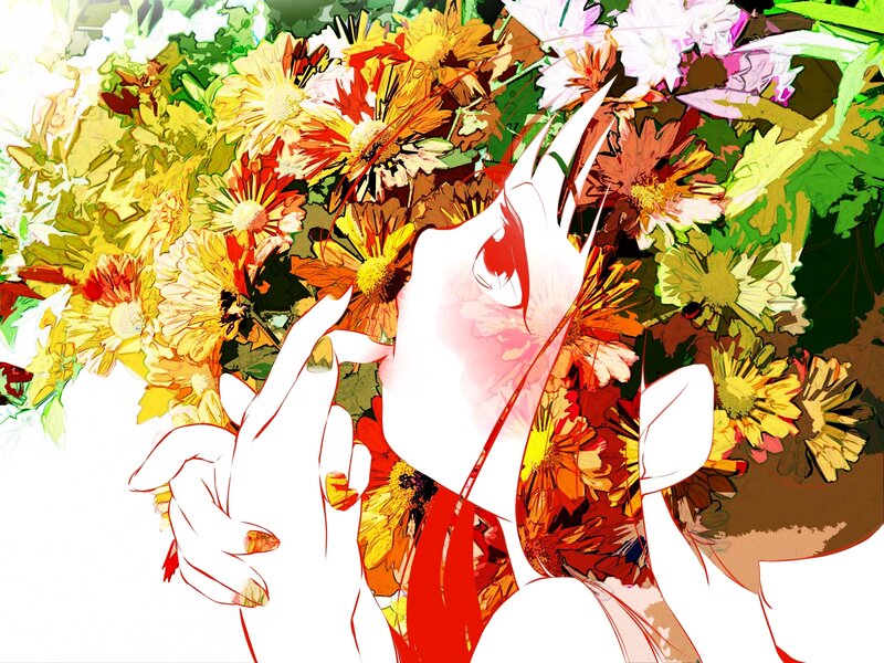 Anime girl with flowers