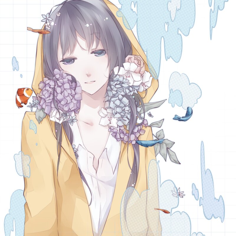 anime girl with flowers