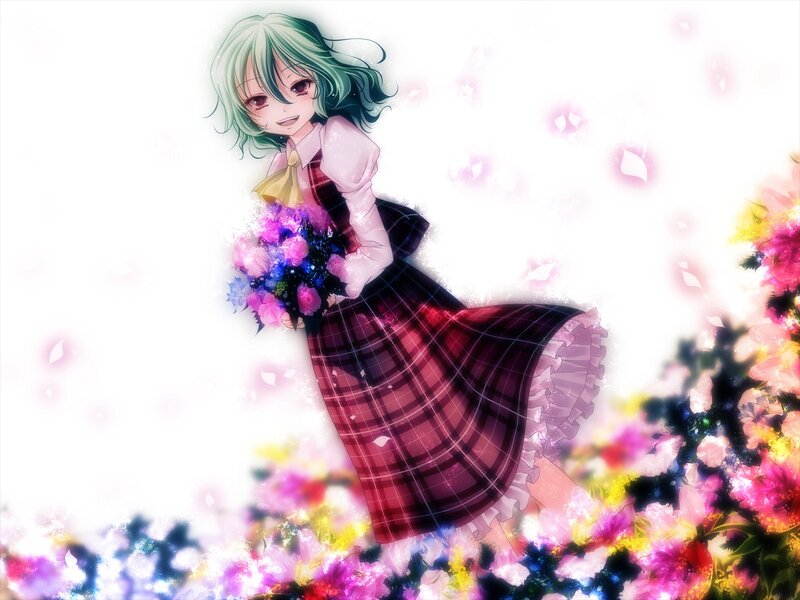 anime girl with flowers