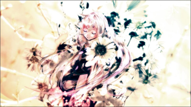 Anime girl with flowers