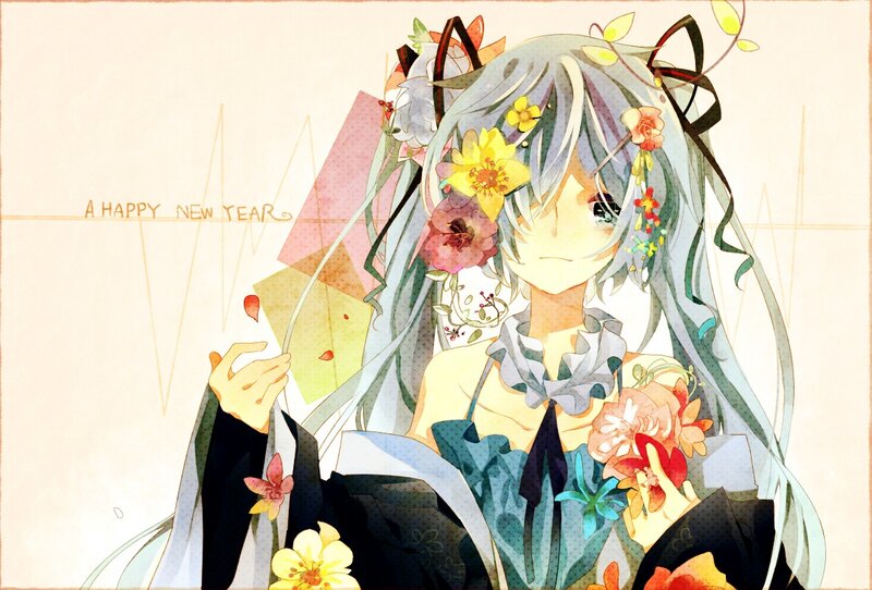 Anime girl with flowers