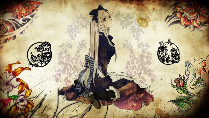 anime girl with flowers