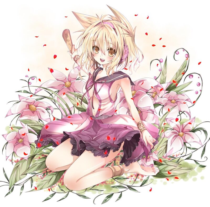 anime girl with flowers