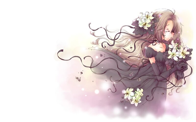 anime girl with flowers
