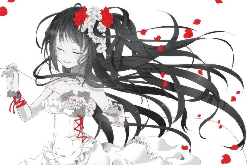 anime girl with flowers