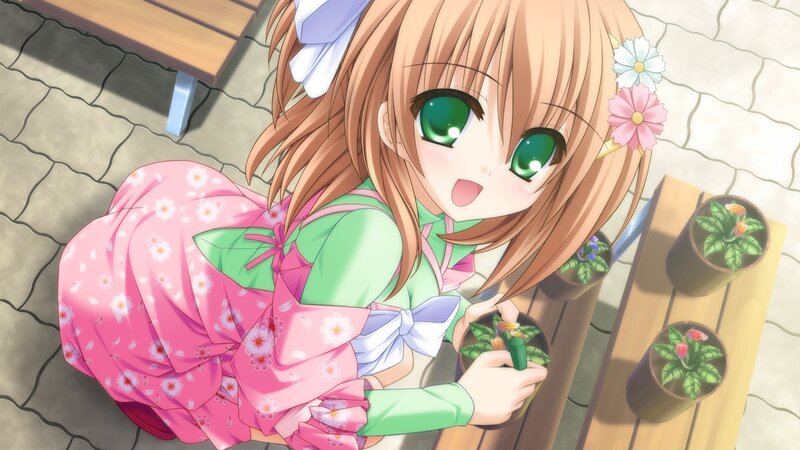 anime girl with flowers