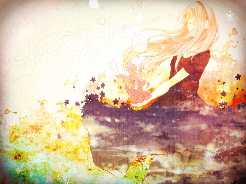 Anime girl with flowers