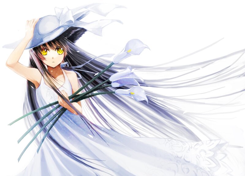 anime girl with flowers