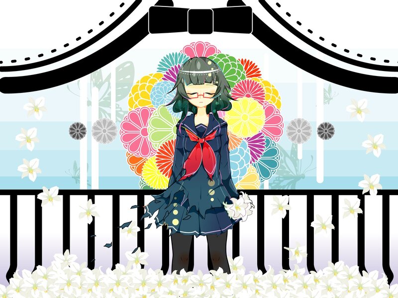 anime girl with flowers
