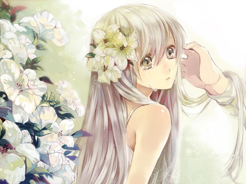 Anime girl with flowers