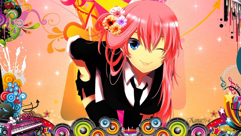 anime girl with flowers