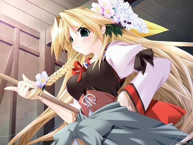 anime girl with flowers