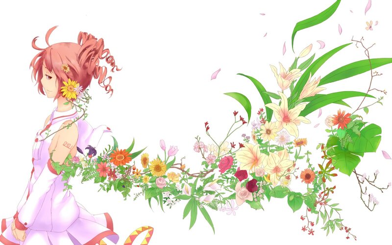 anime girl with flowers