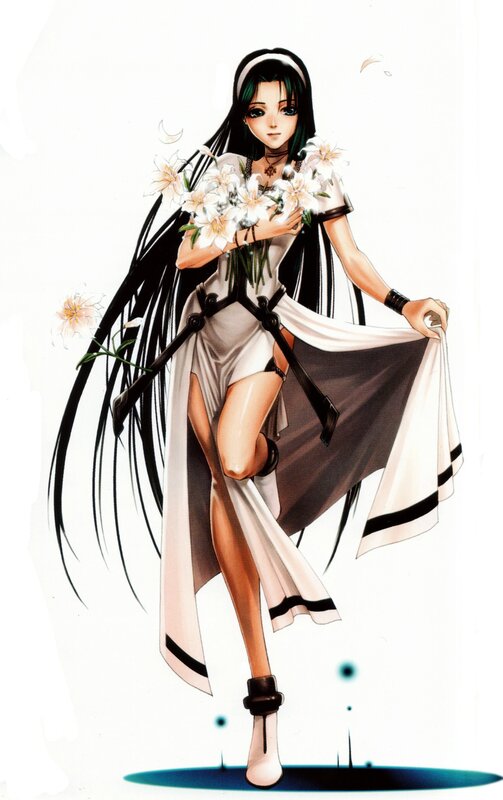 anime girl with flowers