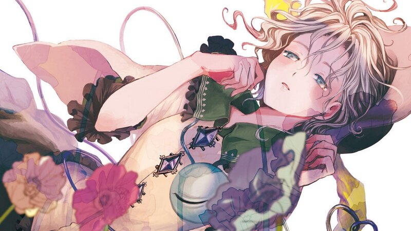 anime girl with flowers
