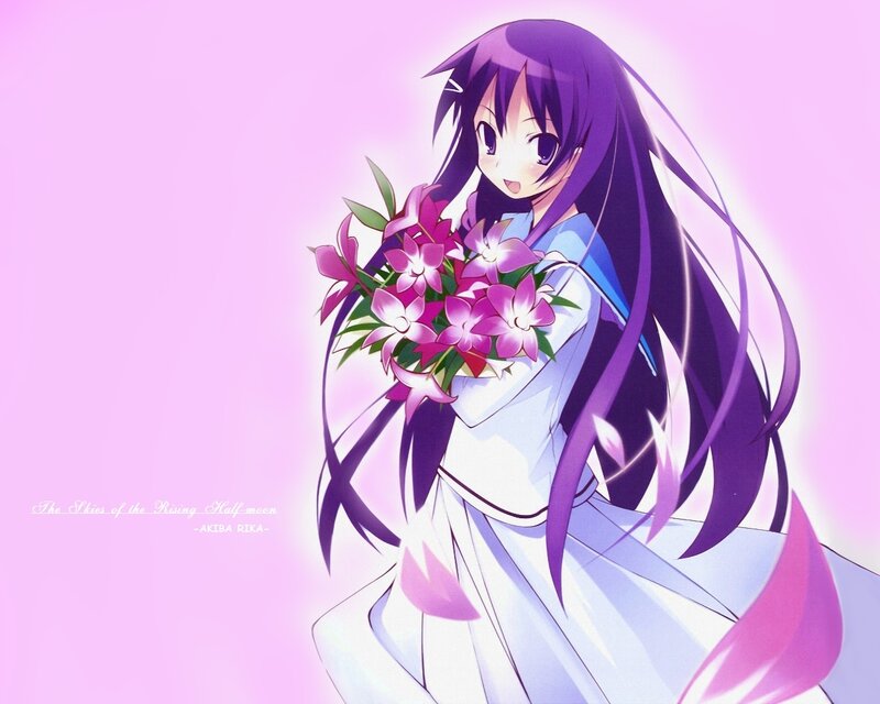 anime girl with flowers