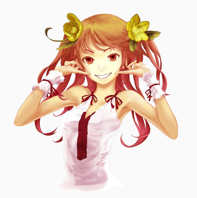anime girl with flowers